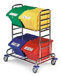 Szelektív hulladékgyűjtő színkódolt, 4x45 literes